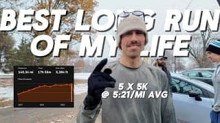 Best Long Run of MY LIFE! // 5 x 5k at 5:21/mi pace!